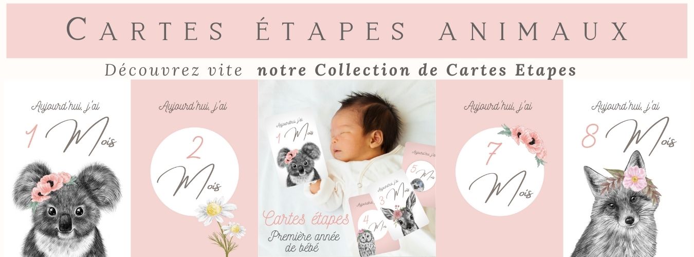 Carte étape bébé animaux